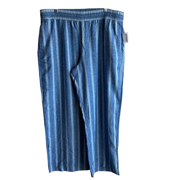Old Navy High Waisted Linen Blend Wide Leg Pants Blue Stripe XL - Picture 1 of 9